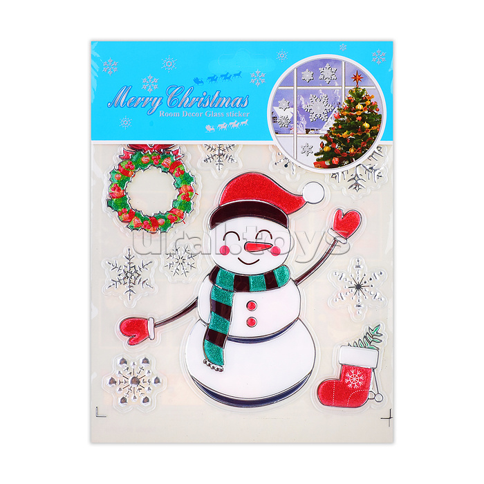 Наклейки новогодние для декора "Мороз и снеговичок" в пакете