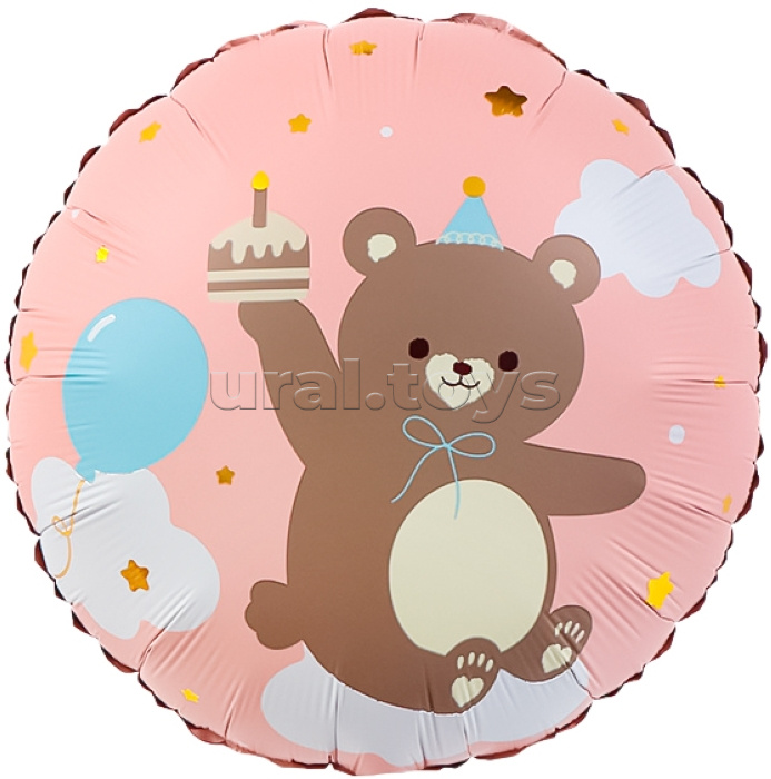 Шар (18''/46 см) Круг, Мишка с кексиком, Розовый, 1 шт. в уп. Шар (18''/46 см) Круг, Мишка с кексиком, Розовый, 1 шт. в уп.