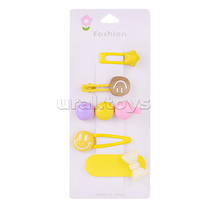 Набор заколок для волос "Смайлики" в пакете