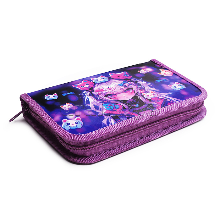 Пенал односекционный большой 190/115 "Девочка и котики"