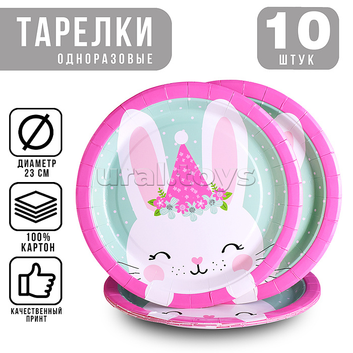 Набор посуды одноразовой "Зайка" тарелки (10 шт.)