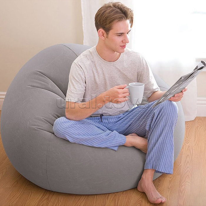 Надувное кресло "Beanless Bag" 114х114х71см, серое, 100кг