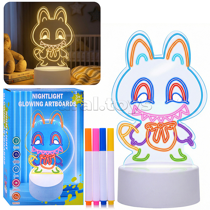 Набор для творчества  "Доска для рисования-светильник Зверек" в коробке