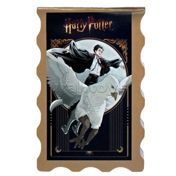 Блокнот фигурный Гарри Поттер, формат А7, 40 листов на скрепке, без линовки, тиснение золотой фольгой