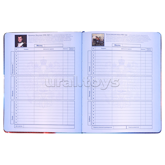 Дневник 1-11 кл. "Российского школьника полноцветный дизайн" кожзам:  А5+; твёрдый переплёт