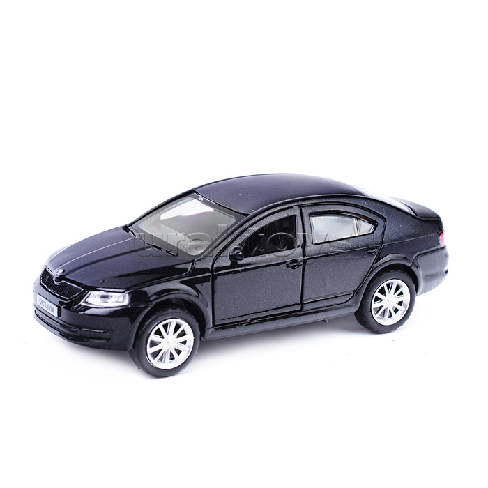 Машина металл Skoda Octavia 12 см, (двери, багаж, черный) инерц. в коробке