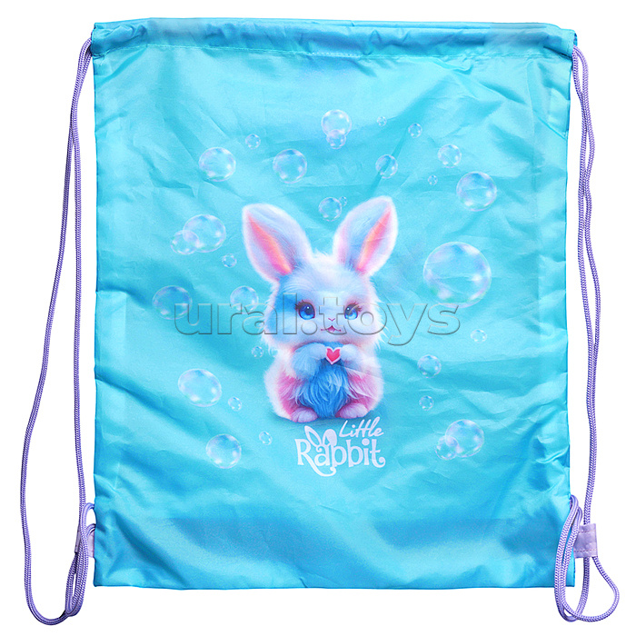 Сумка для сменной обуви "Little Rabbit" 40x47 см, износостойкий полиэстер с водоотталкивающей пропиткой, 1 отделение, на веревочной завязке, с вставкой из пластиковой сетки для вентиляции, с петлей для повеса и переноски, бирюзовый