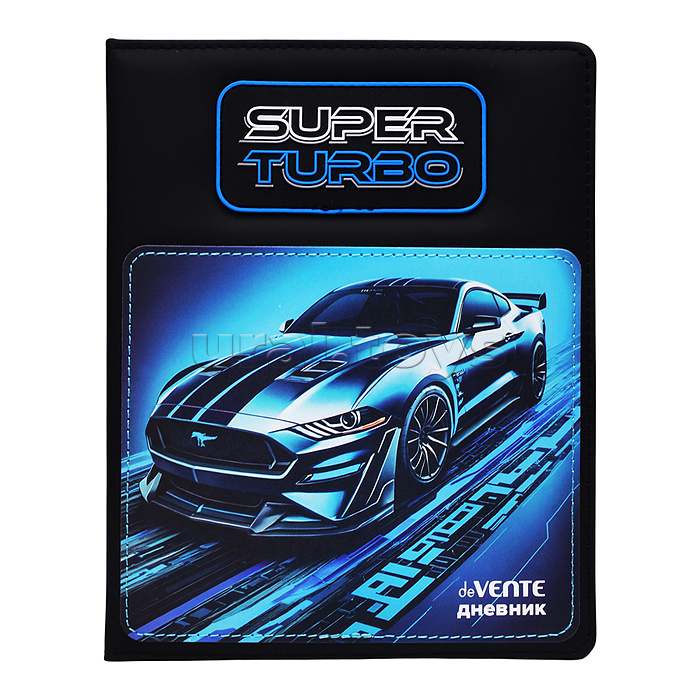 Дневник 1-11кл. "Super Turbo" универсальный блок, 48 листов, белая бумага 80 г/м², печать в 1 краску, твердая обложка из искусственной кожи с поролоном, аппликация из искусственной кожи, цветная печать, цветная объемная аппликация rubber patch, отстрочка,