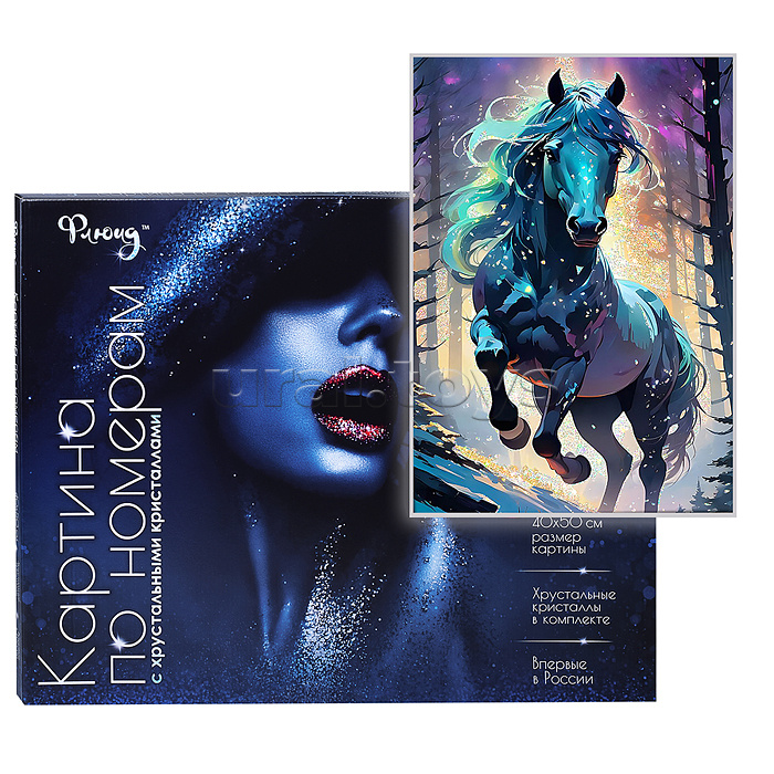 Картина по номерам 40х50 "Звёздный конь" с кристаллами из хрусталя 24 цвета