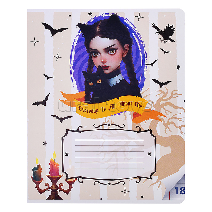 Тетрадь 18 л. линейка "Вэнсдэй коллаж" формат А5, на скрепке, с полями