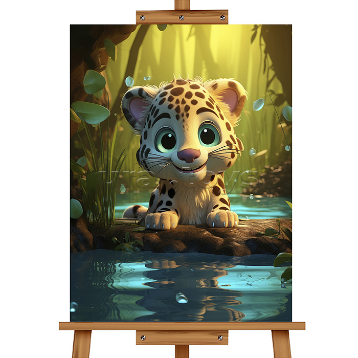 Мозаика алмазная "Леопардик" 20*30см.