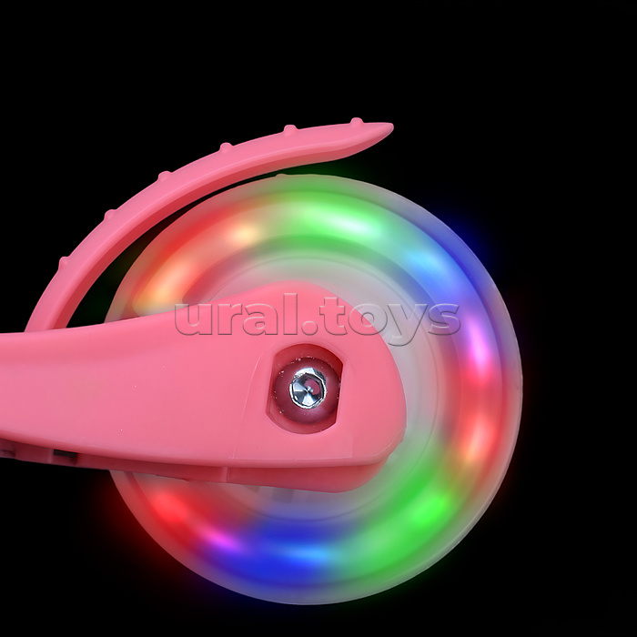 Самокат трёхколёсный ROCKET колёса световые PU, цвет розовый