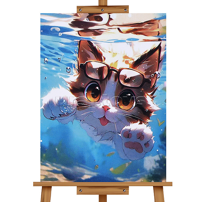 Мозаика алмазная "Плавающий котик" 20*30см.