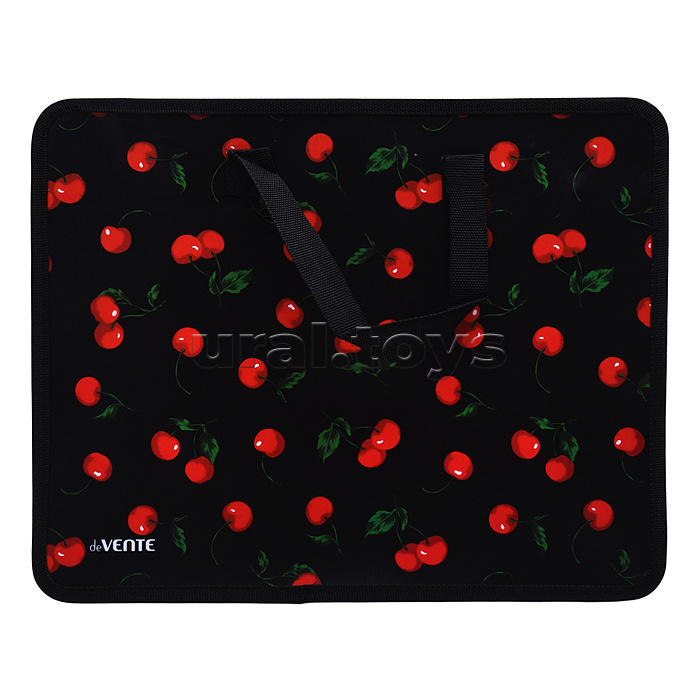 Папка для тетрадей, ИЗО и технологии "Very Cherry" A4 (33,5x26x10 см) с текстильным расширением 10 см, на молнии сверху, пластик 400 мкм, текстильные ручки, в пластиковом пакете