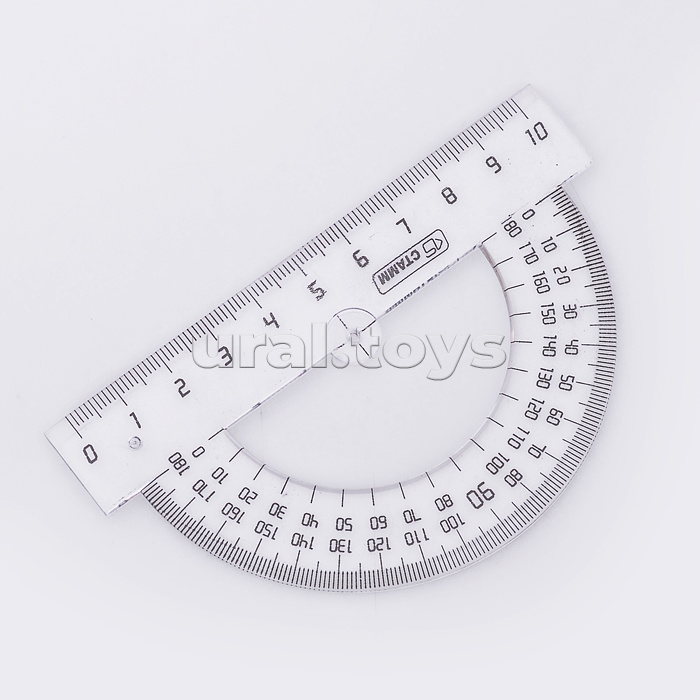 Транспортир 10 см 180* прозрачный б/цв