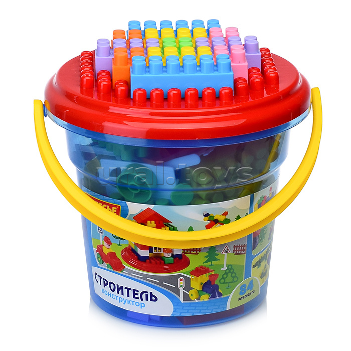 Конструктор "Строитель" (84) в ведре "Макси" с крышкой