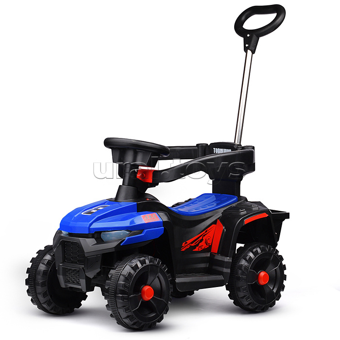Квадроцикл "Муви" с родительской ручкой, на аккумуляторе 6,5V. синий