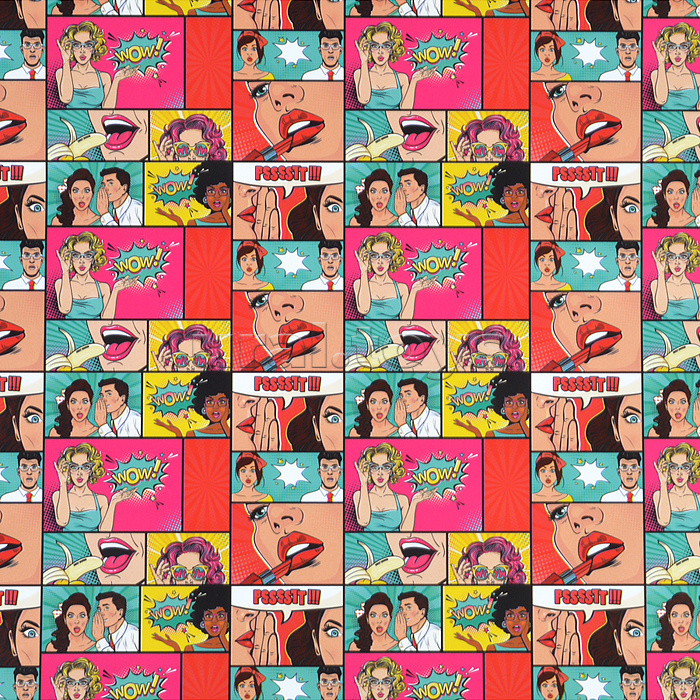 Упаковочная бумага глянц. 70*100см, "Pop art", 90г/м2, ассорти 5 дизайнов