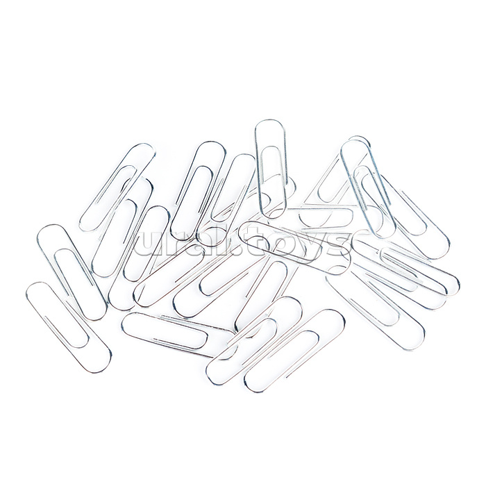 Скрепки металлические овальные оцинкованные 28 мм, 100 шт в картонной коробке