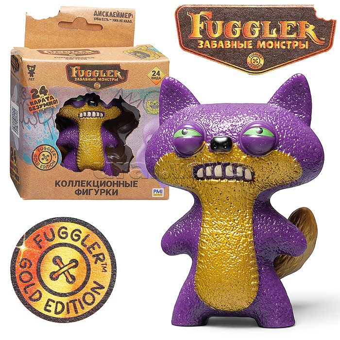 Коллекционная фигурка Шоколадный Зайчонок, 1 шт. в коробке с окном, Fuggler Gold Edition