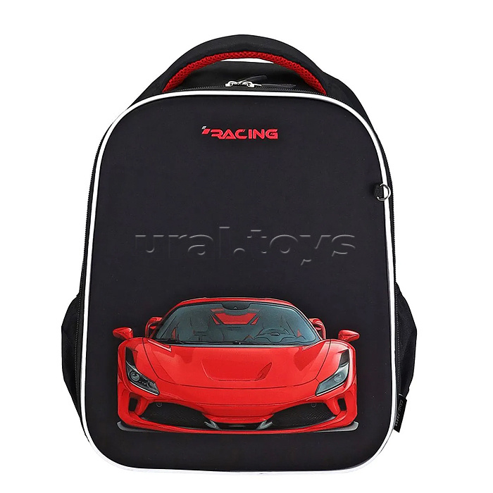 Ранец школьный формованный "Красное авто" значки и брелок в комплекте, 27х38х17 см