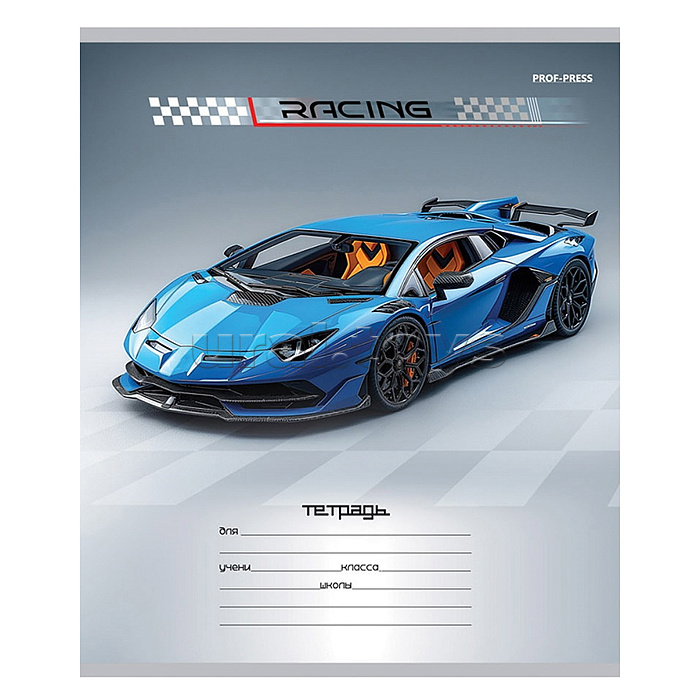 Тетрадь 12л. косая линия "Разные автомобили- 4"