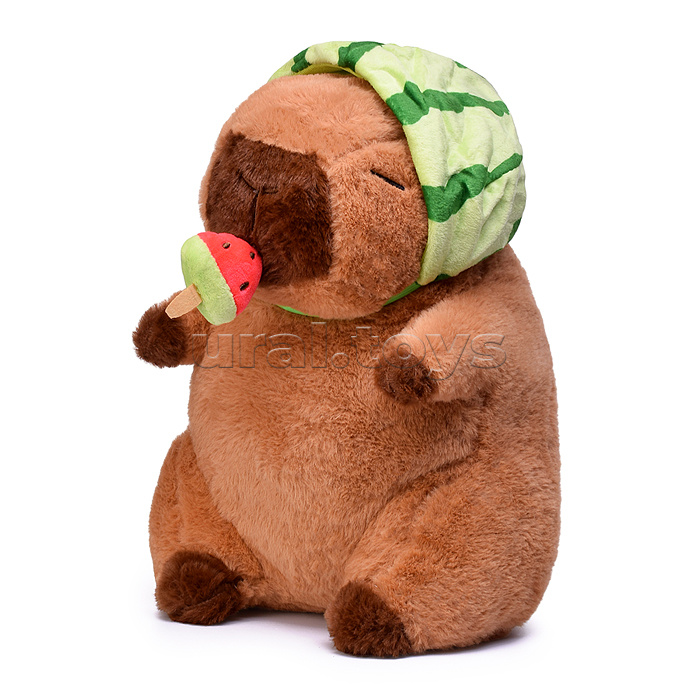 Мягкая игрушка "Капибара" с арбузиком, 30 см.