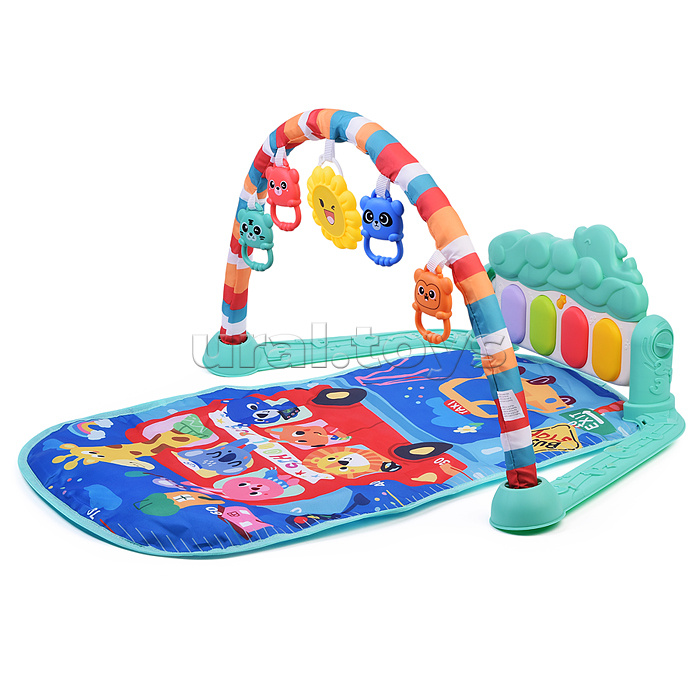 Коврик развивающий "Автобус со зверятами" с ростомером, в коробке