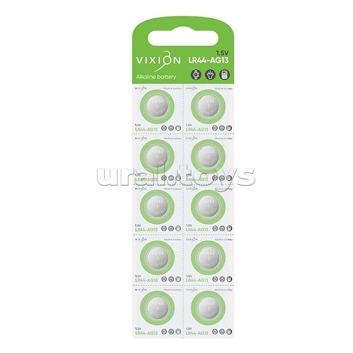 Батарейка литиевая дисковая Vixion LR44-AG13 (блистер 10шт)