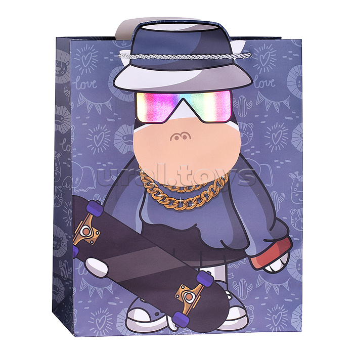 Пакет подарочный "Зверёк в очках" 26*32*10см