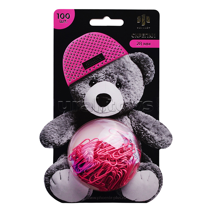 Скрепки канцелярские "Мишка в шапочке" (100 шт. в наборе)