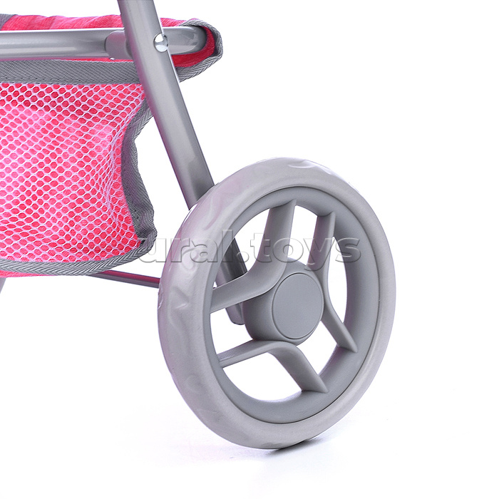 Коляска для кукол металлическая, складная, прогулочная, с тентом, с корзиной, цвет розовый в пакете
