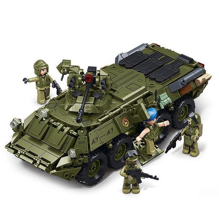 Конструктор "Боевая машина с фигурками военных" (619 дет.) в коробке