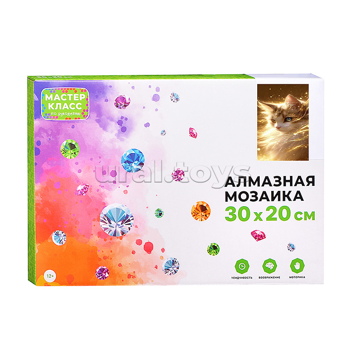Мозаика алмазная "Красивая кошечка" (светится в темноте) 30*20 см.