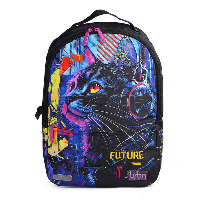 Рюкзак "Label. Cyber Cat" подростковый 39x30x17 см (19 л) вес 750 г, эргономичная вентилируемая спинка