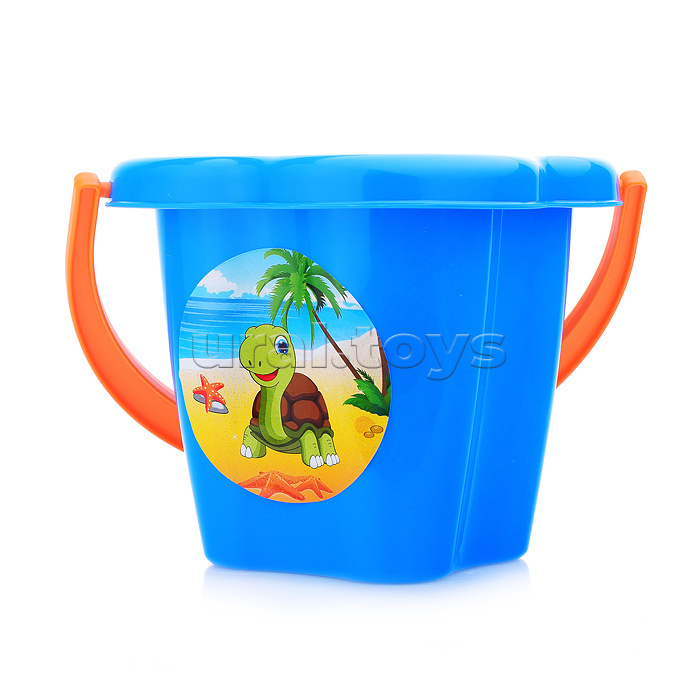 Набор №21: ведро-цветок среднее, ситечко-цветок, совок №2, грабельки №2, 3 формочки