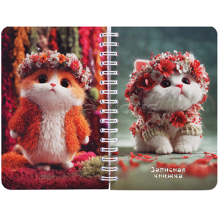 Записная книжка - перевертыш 80л. А6 на гребне "Котята"
