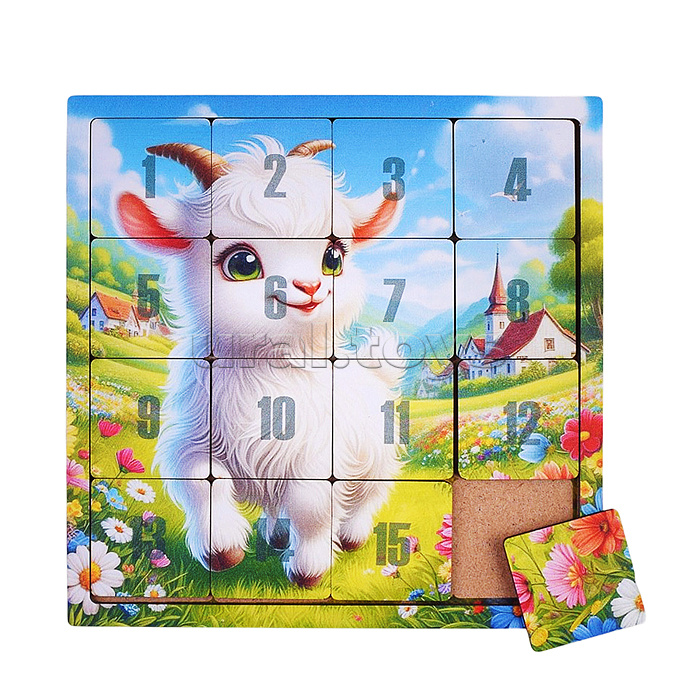 Головоломка Пятнашки "Козленок с коровкой"
