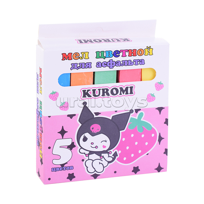 Мел цветной "Kuromi" для асфальта, 5 шт. в картонной упаковке с европодвесом