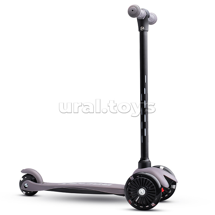 Самокат 3-х колесный ROCKET,колеса PU со светом, светящаяся стойка, ABEC 7, серый