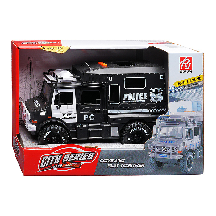 Машина "Трейлер. Полиция" (свет, звук) в коробке