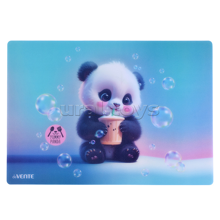 Покрытие настольное для лепки "Yummy Panda" 33x23 см, пластиковое 600 мкм, полупрозрачная, с искрящейся фактурой, с цветным рисунком