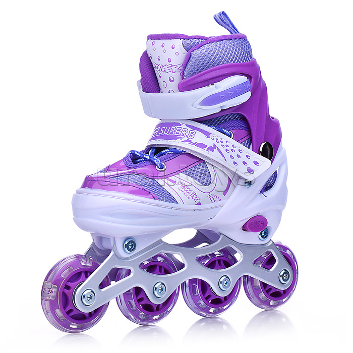 Ролики детские, размер M, фиолетовый (со шлемом и защитным снаряжением)