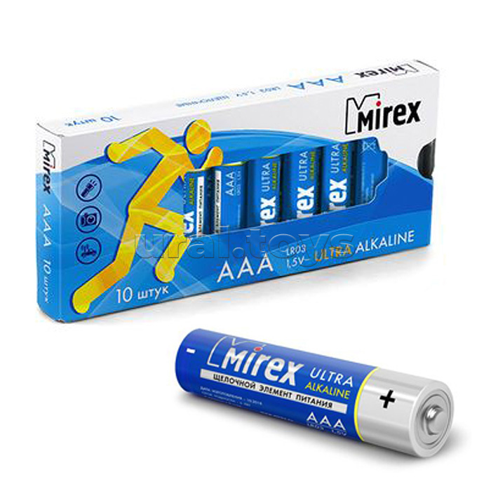 Батарея щелочная Mirex LR03 / AAA 1,5V, в упаковке 10 шт.