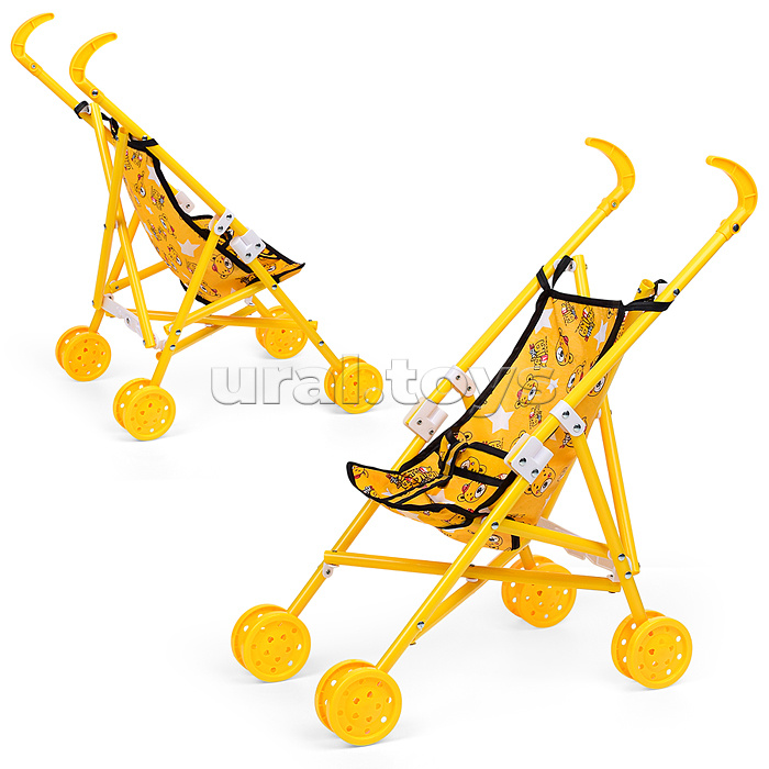 Коляска для кукол, трость (пластик, складная, прогулочная, цвет желтый)
