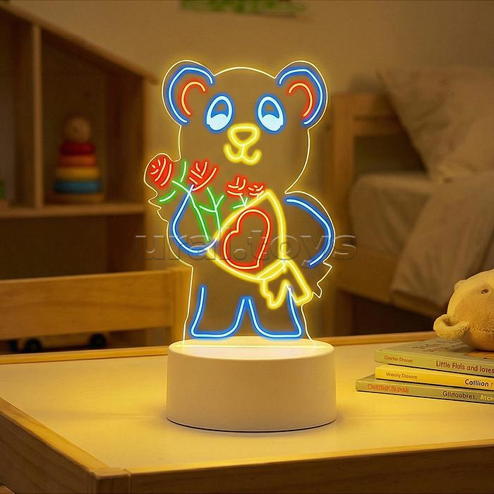 Набор для творчества  "Доска для рисования-светильник Мишка" в коробке