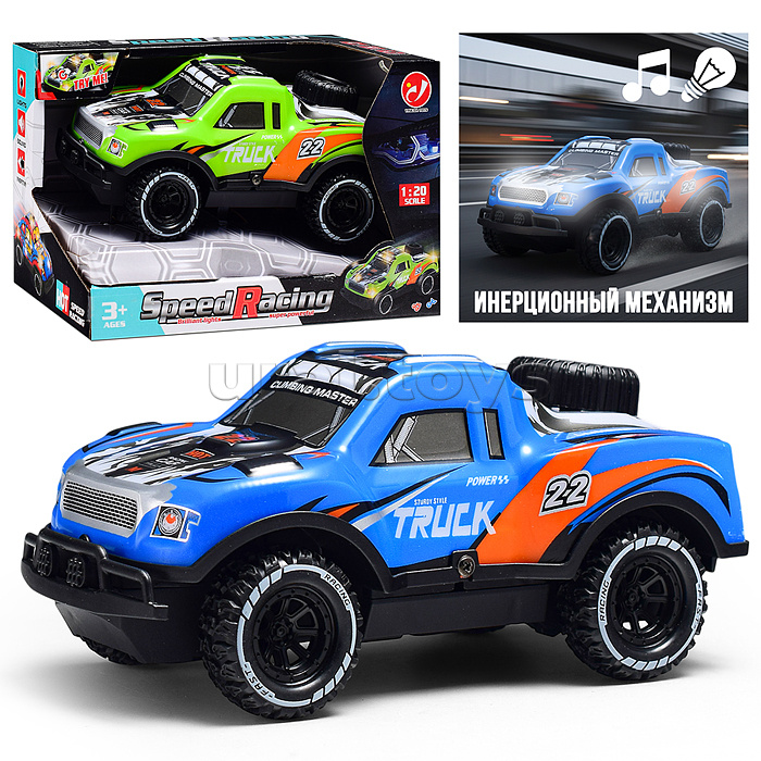 Машина "Яркий внедорожник" 1:20, свет, звук, в коробке