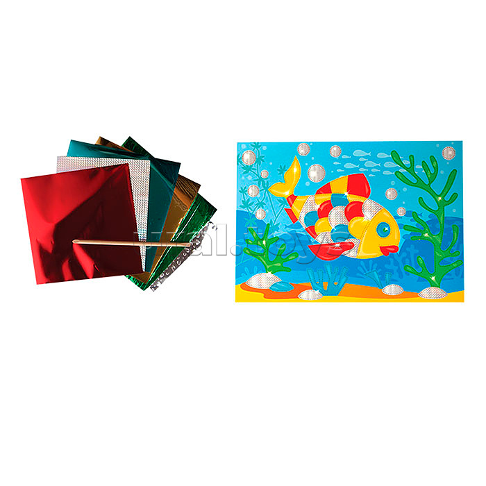 Набор для творчества аппликация фольгой Рыбка 6 цветов фольги
