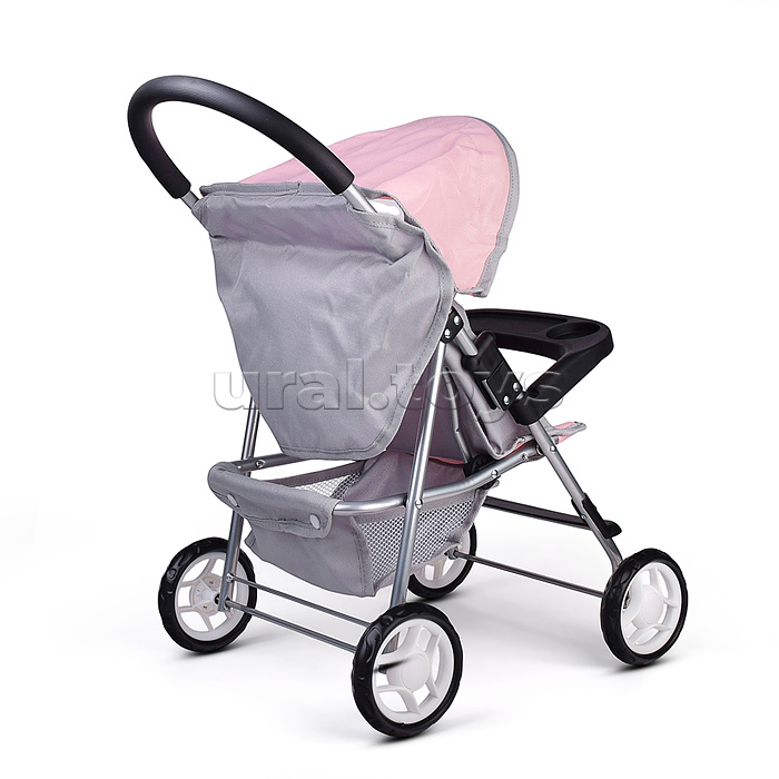 Коляская кукольная металлическая, с корзиной, столиком и козырьком