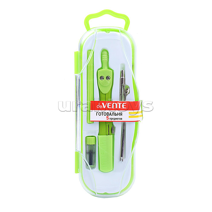 Готовальня (5 предметов) цветной корпус, ассорти 3 цвета